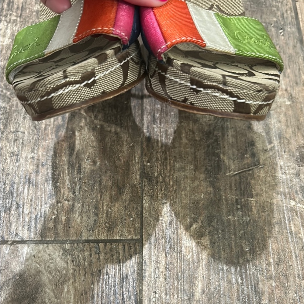 Coach Signature Multicolor Wedge Sandals - Picture 4 of 12